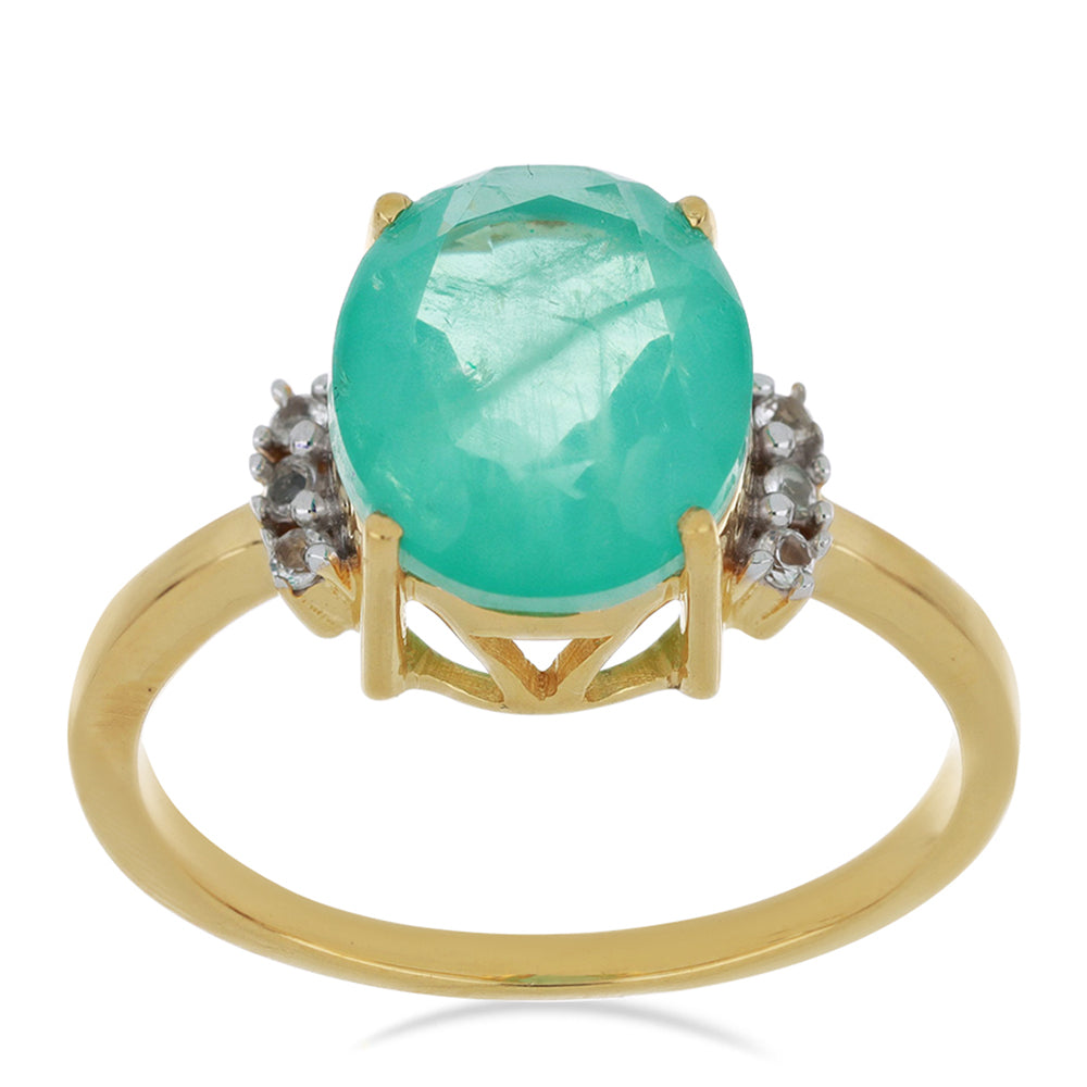 Goldplattierter Silberring mit Paraiba Quarz und weißem Topas 3 