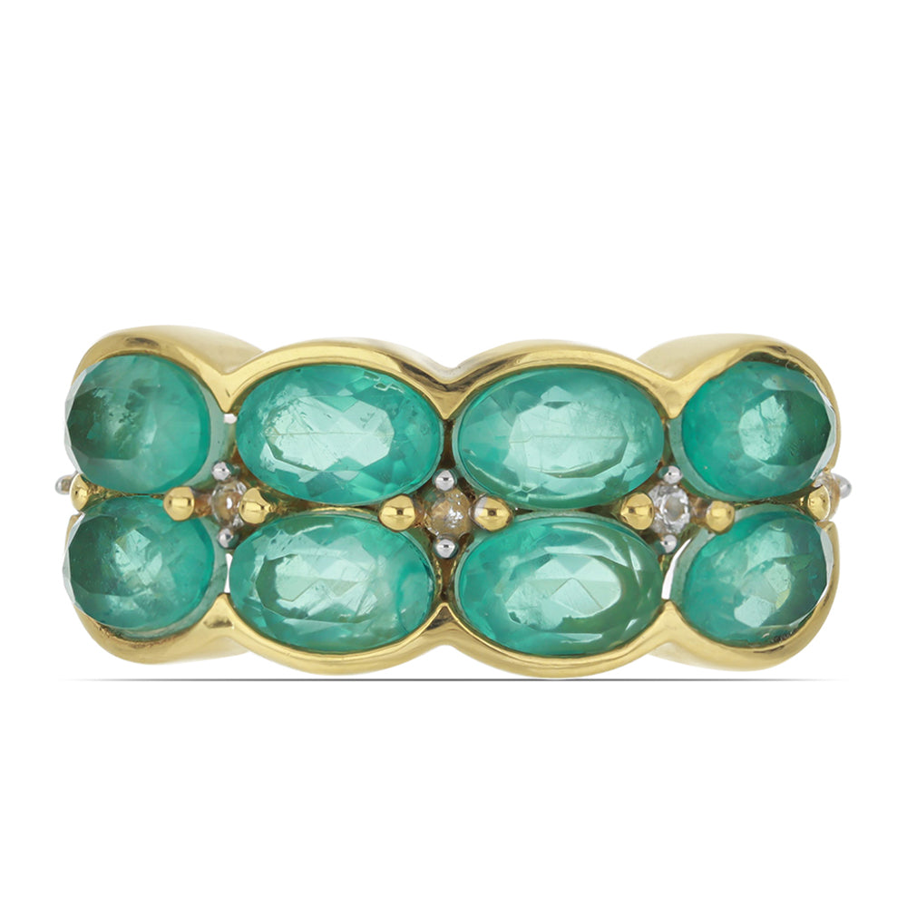 Goldplattierter Silberring mit Paraiba Quarz und weißem Topas 1 