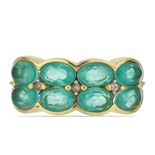 Goldplattierter Silberring mit Paraiba Quarz und weißem Topas