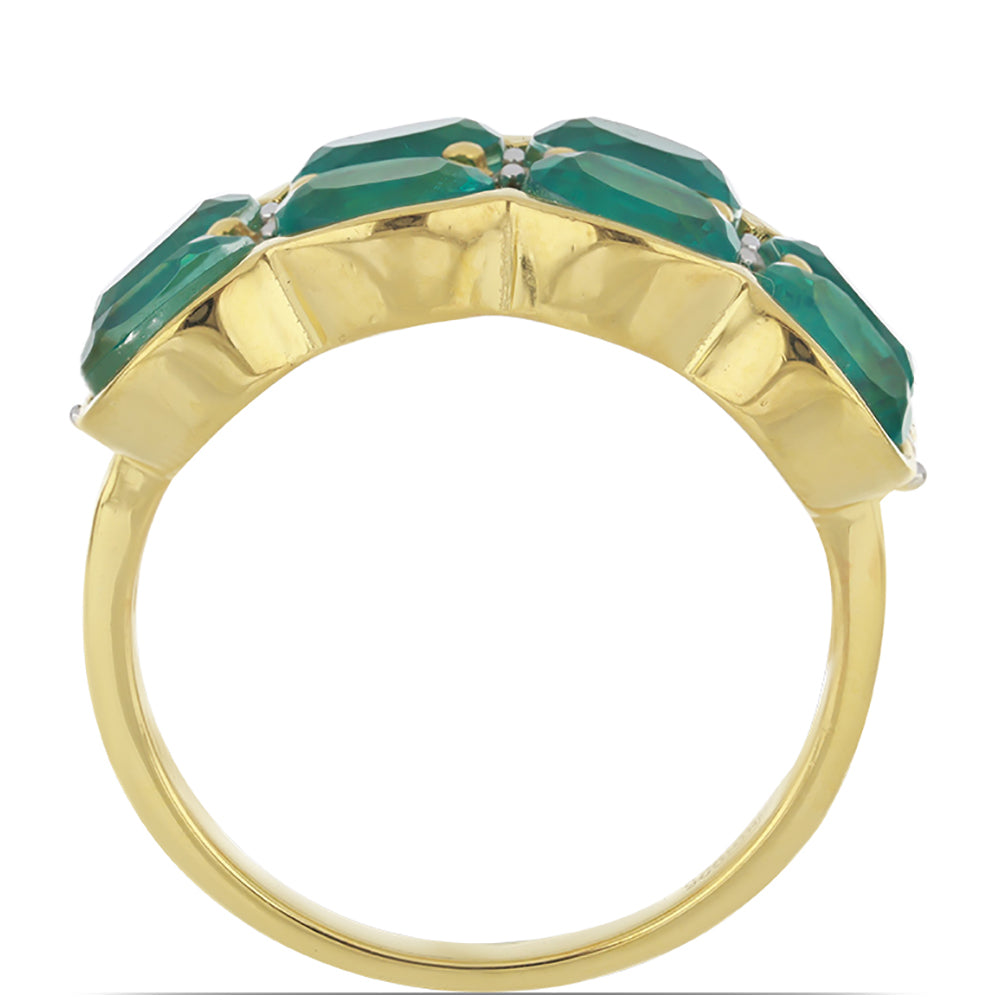 Goldplattierter Silberring mit Paraiba Quarz und weißem Topas