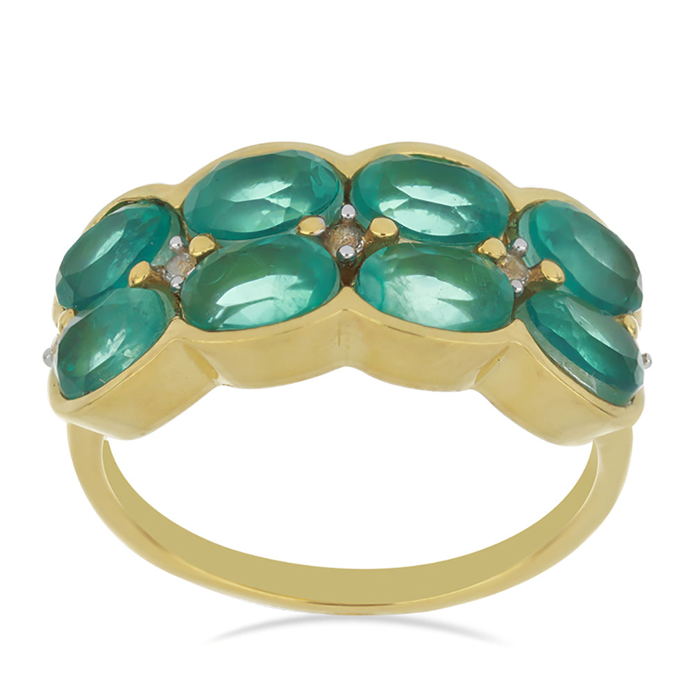 Goldplattierter Silberring mit Paraiba Quarz und weißem Topas