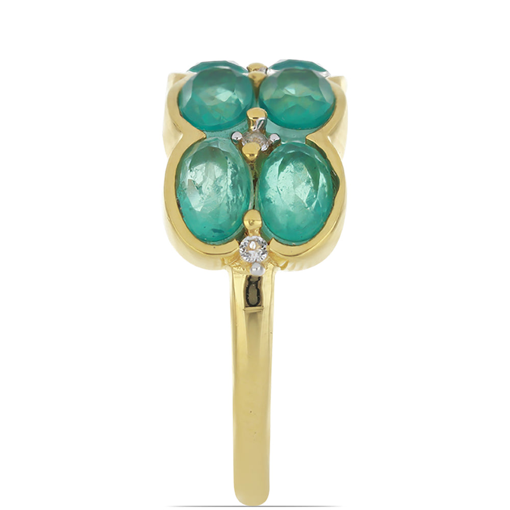 Goldplattierter Silberring mit Paraiba Quarz und weißem Topas 4 