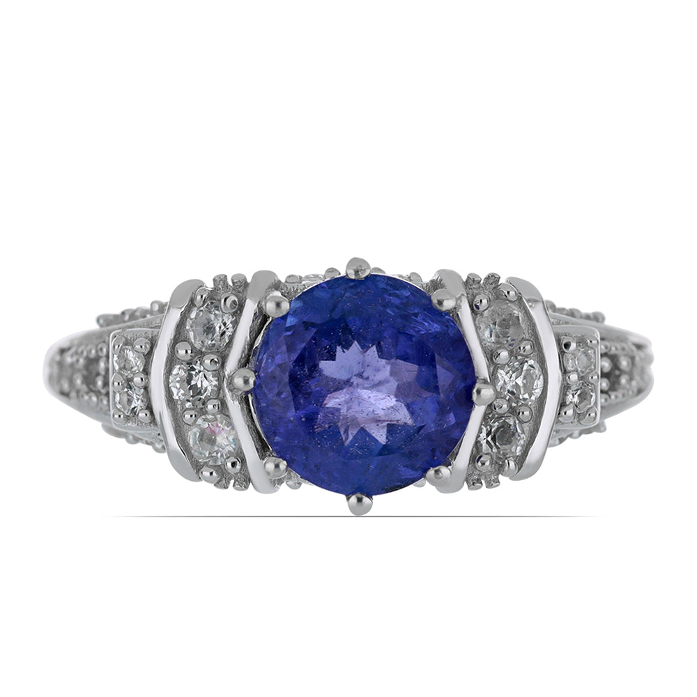 Silberring mit Tansanit und weißem Topas 1 