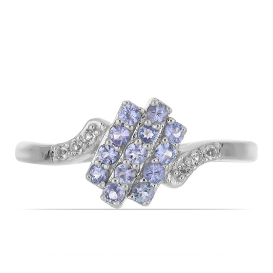 Silberring mit Tansanit und weißem Topas