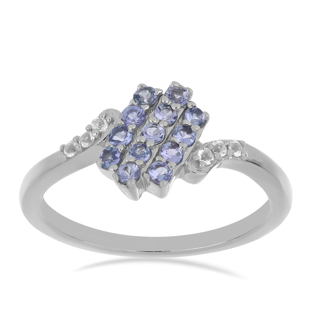 Silberring mit Tansanit und weißem Topas 3 