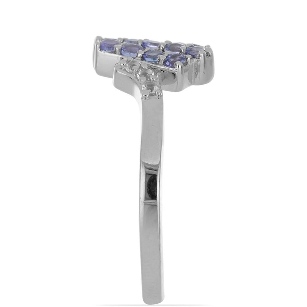 Silberring mit Tansanit und weißem Topas 4 