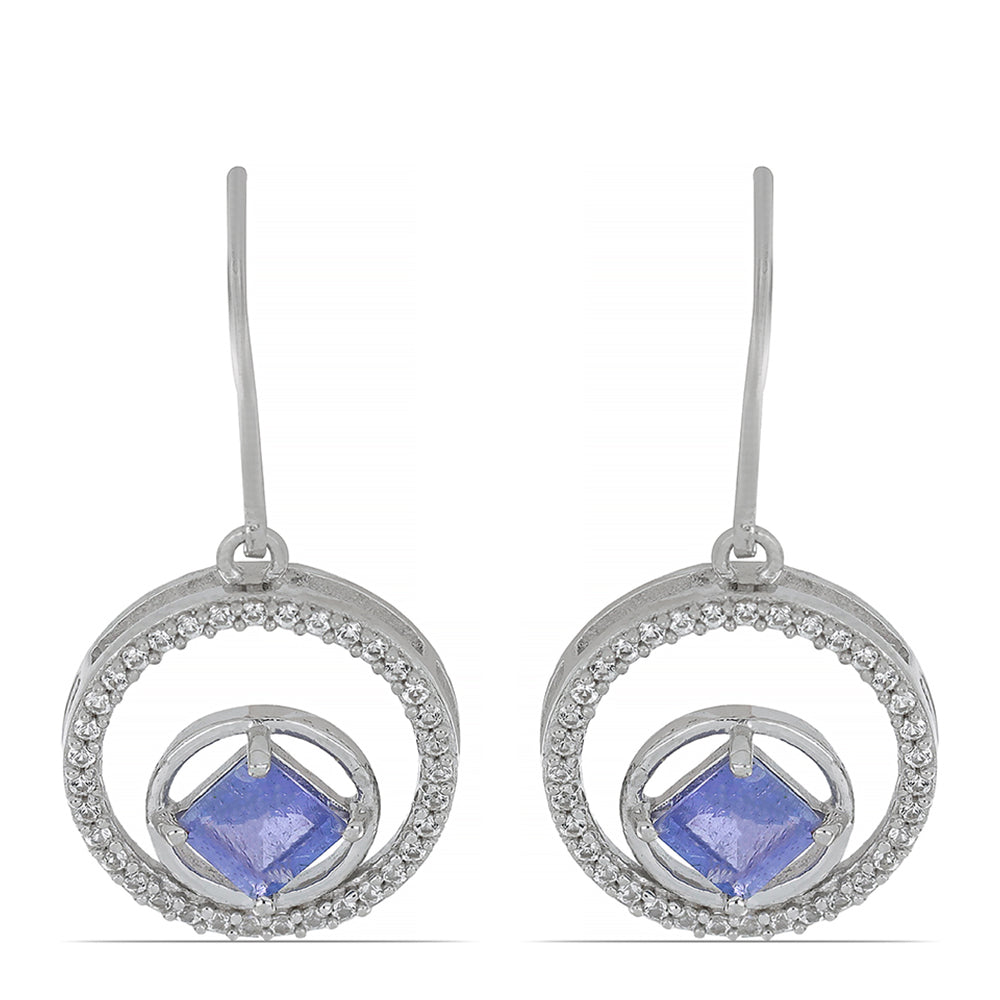 Silberohrringe mit Tansanit und weißem Topas