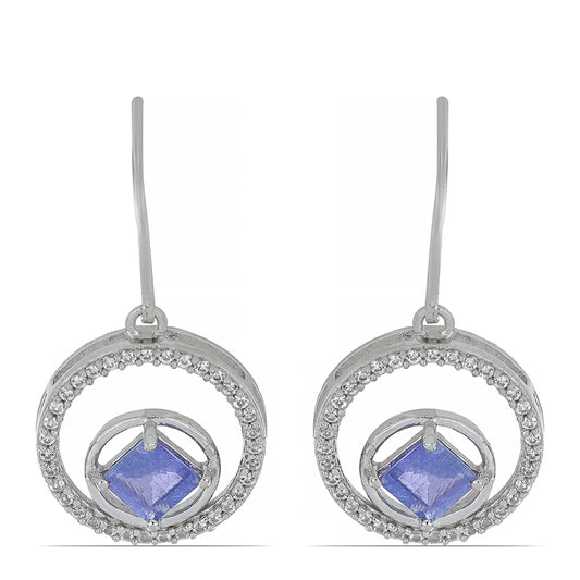 Silberohrringe mit Tansanit und weißem Topas