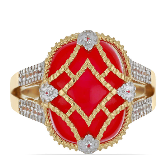 Goldplattierter Silberring mit weißem Topas