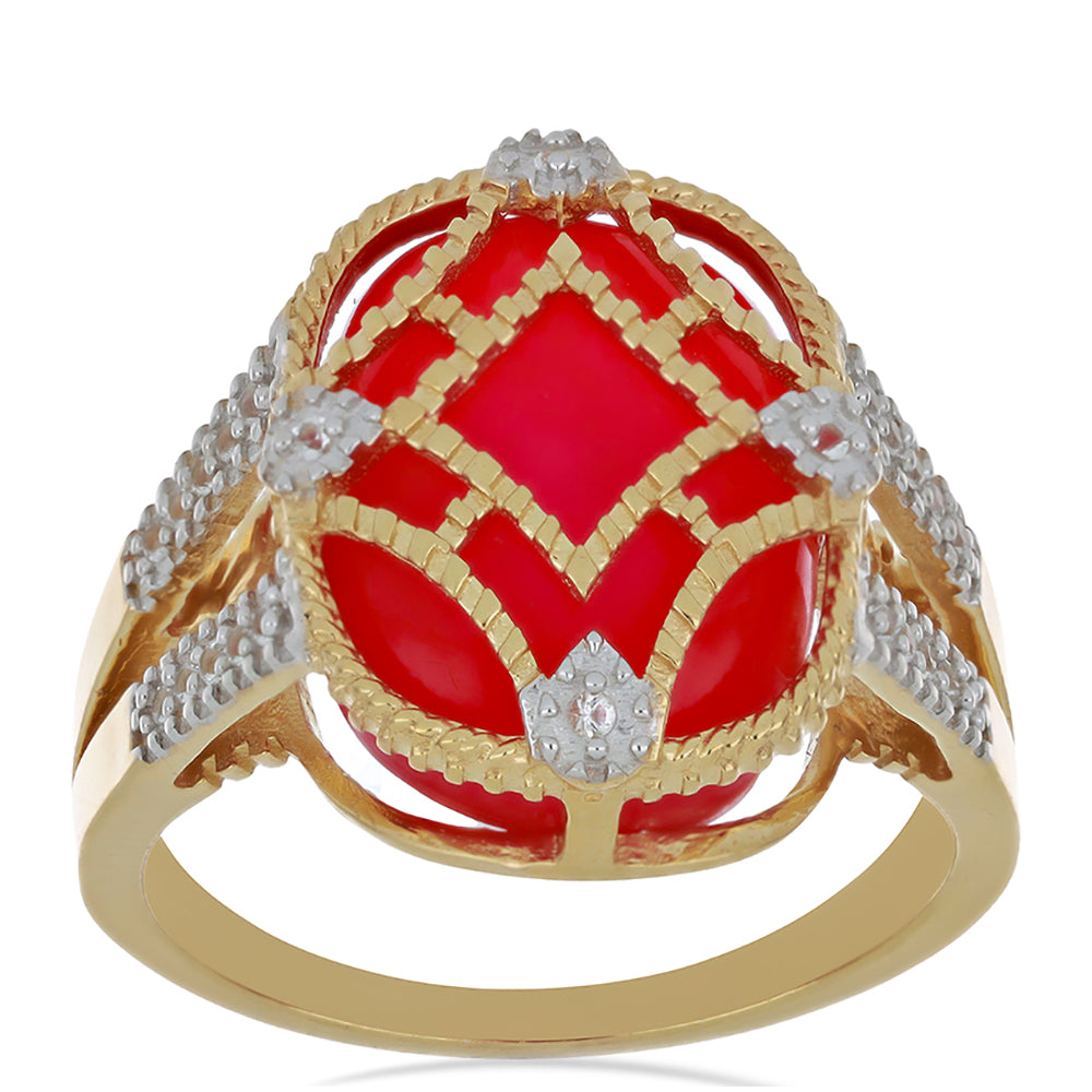 Goldplattierter Silberring mit weißem Topas 3 