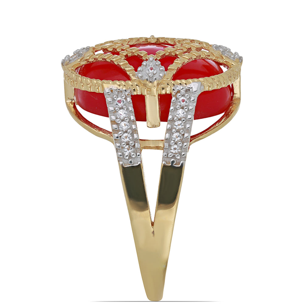 Goldplattierter Silberring mit weißem Topas 4 