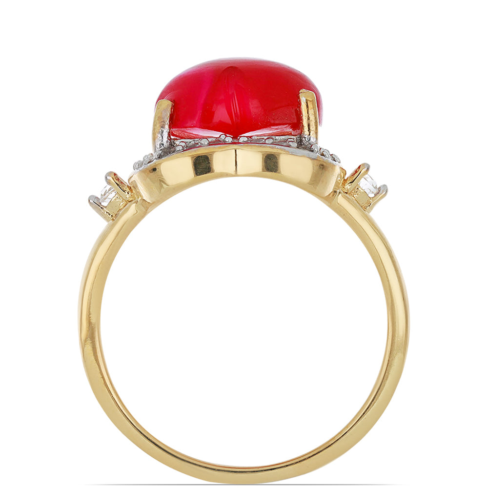 Goldplattierter Silberring mit weißem Topas