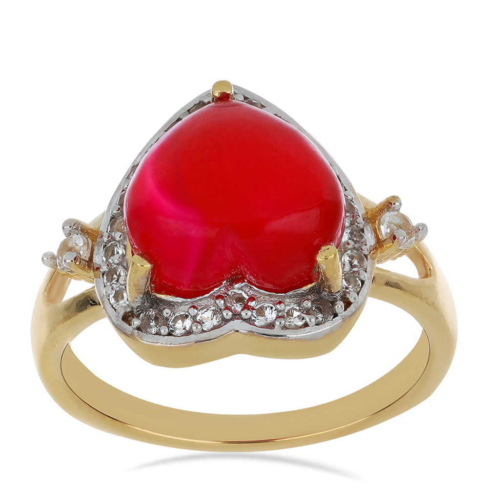 Goldplattierter Silberring mit weißem Topas 3 