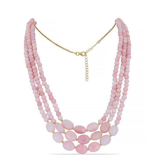 Goldplattierte Silberhalskette mit rosa Opal aus Lega Dembi