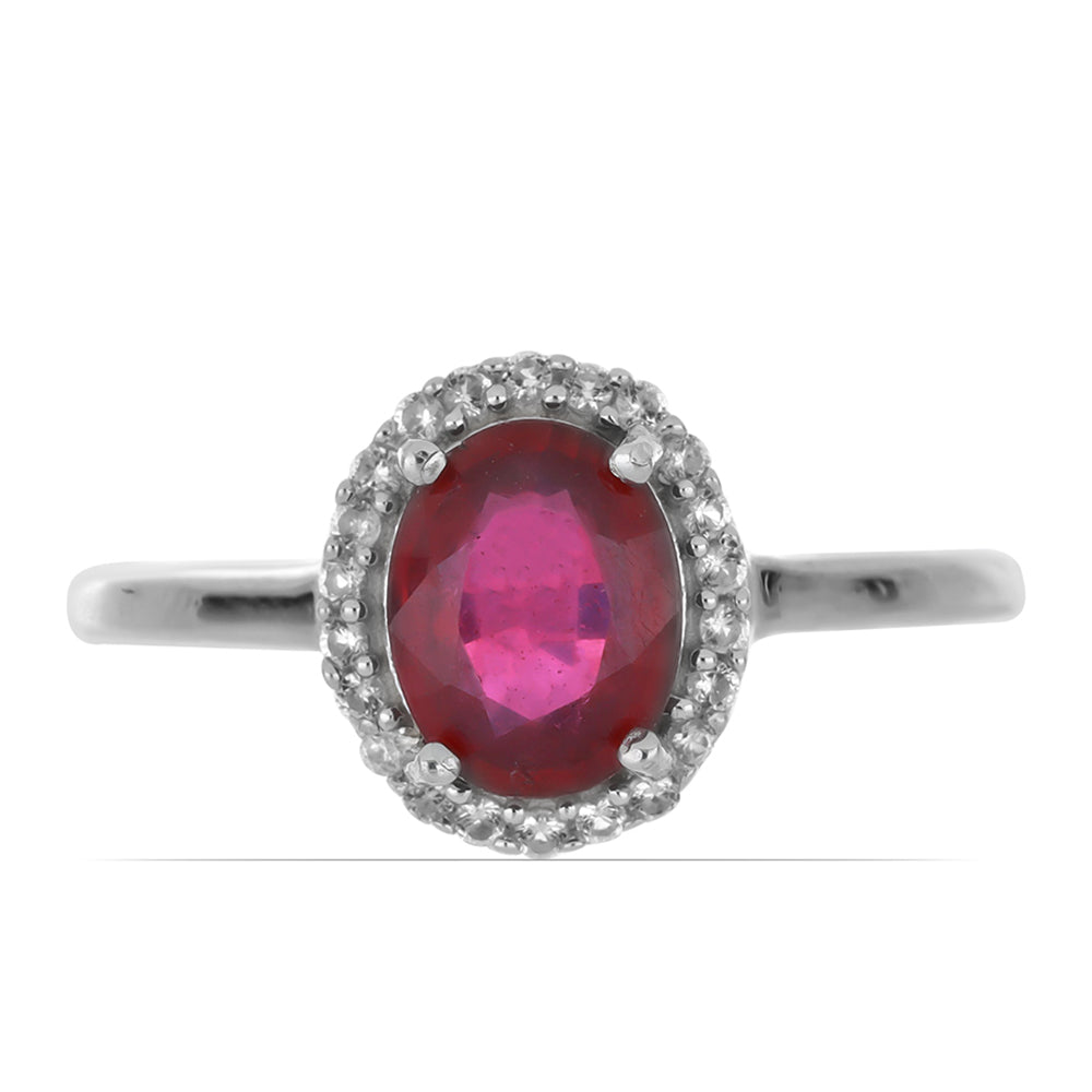 Silberring mit Rubin aus Madagaskar und weißem Topas 1 