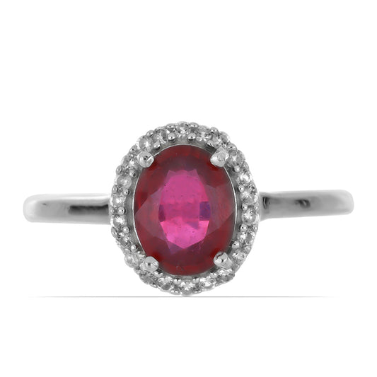 Silberring mit Rubin aus Madagaskar und weißem Topas