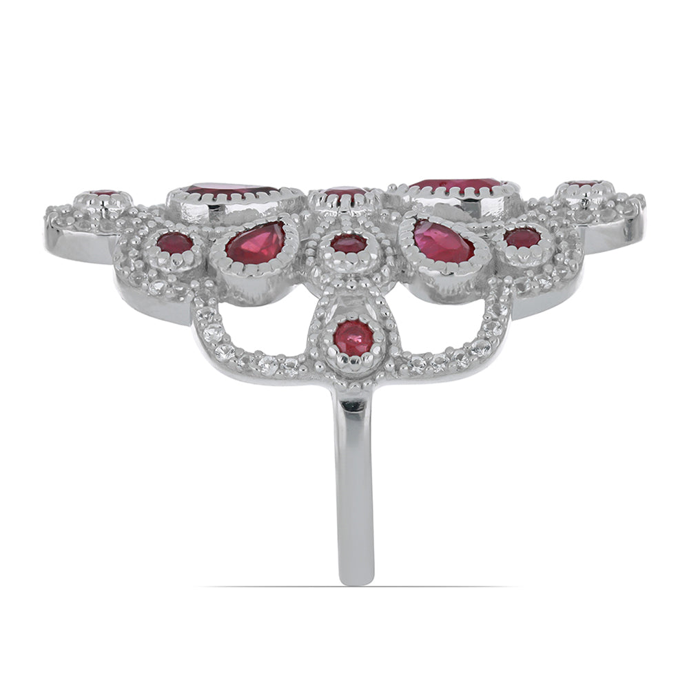 Silberring mit Rubin aus Madagaskar und weißem Topas