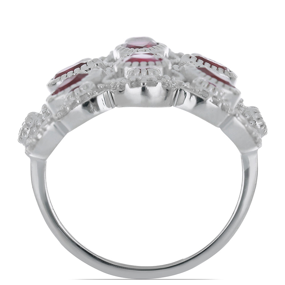 Silberring mit Rubin aus Madagaskar und weißem Topas 3 