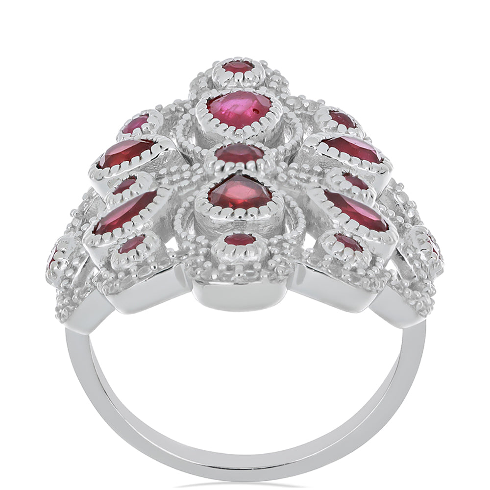 Silberring mit Rubin aus Madagaskar und weißem Topas 4 