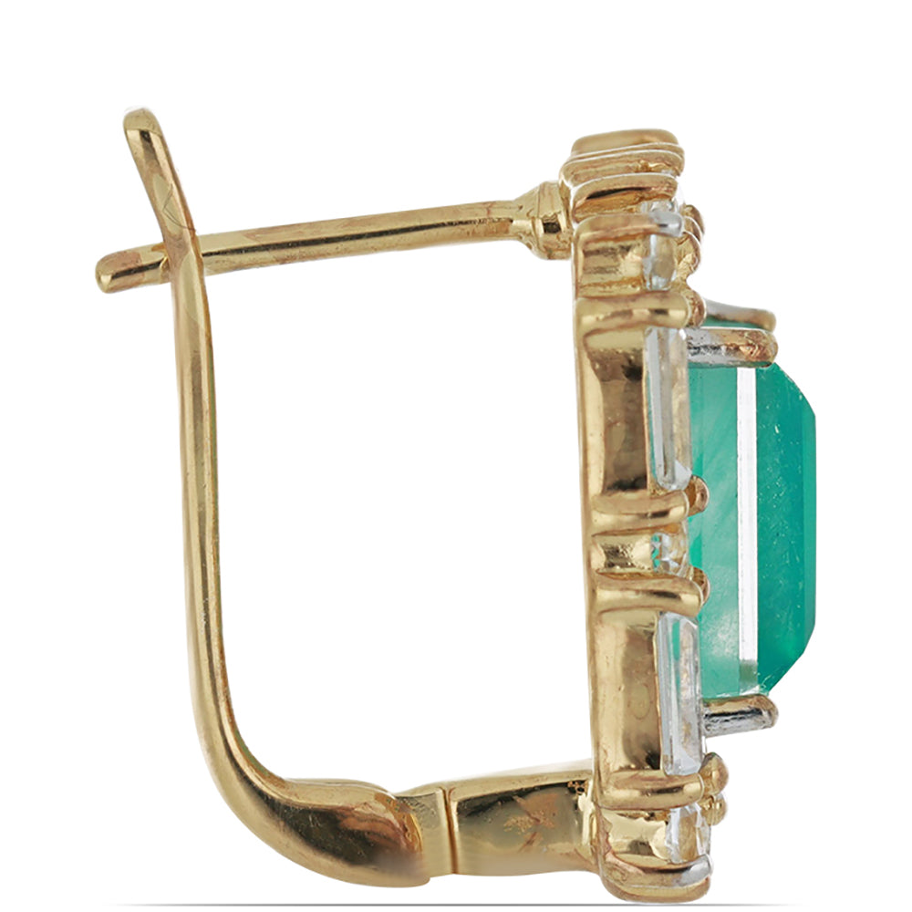 Goldplattierte Silberohrringe mit Paraiba Quarz und weißem Topas 2 