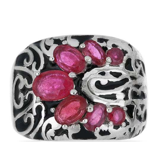 Silberring mit Rubin aus Madagaskar