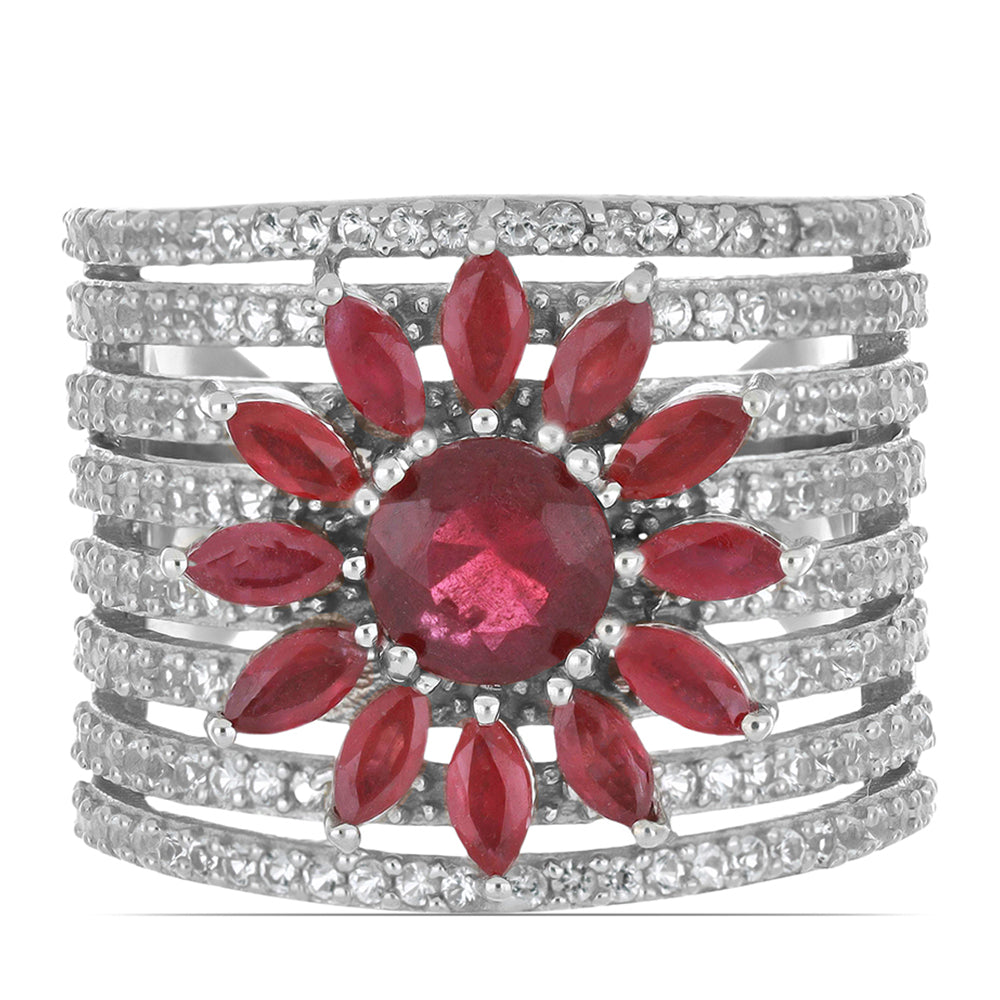 Silberring mit Rubin aus Madagaskar und weißem Topas