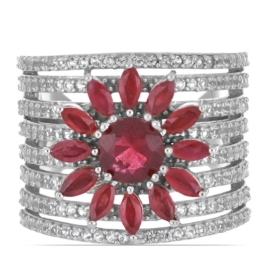 Silberring mit Rubin aus Madagaskar und weißem Topas