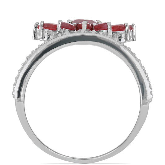 Silberring mit Rubin aus Madagaskar und weißem Topas