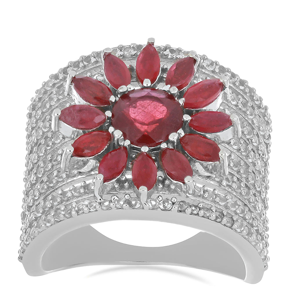 Silberring mit Rubin aus Madagaskar und weißem Topas