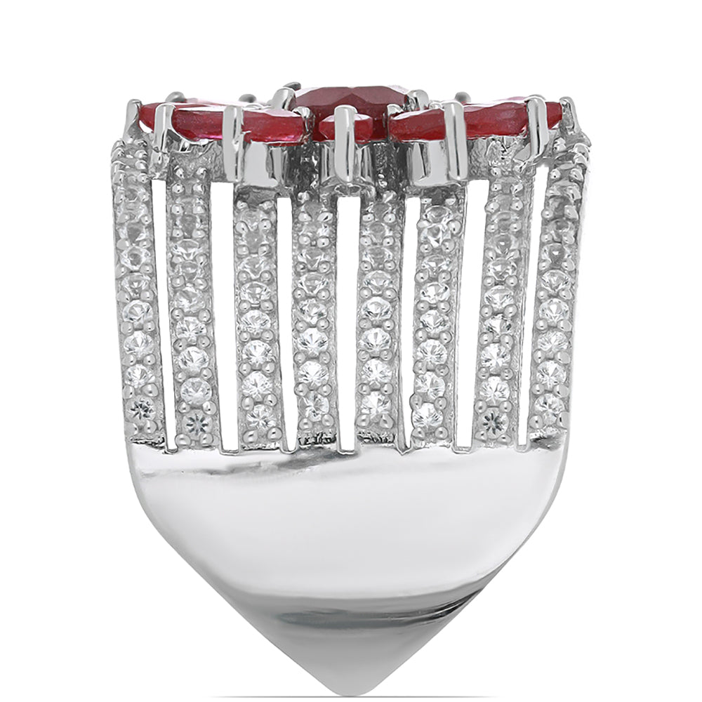 Silberring mit Rubin aus Madagaskar und weißem Topas