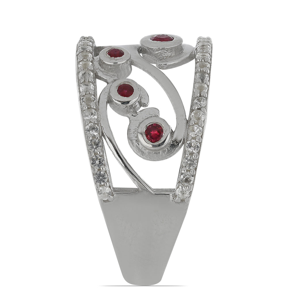 Silberring mit Rubin aus Madagaskar und weißem Topas 4 