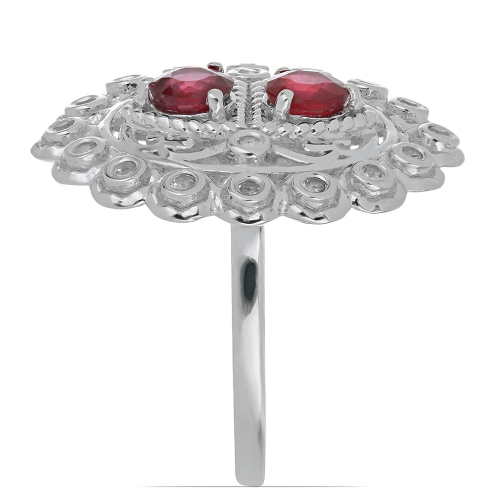 Silberring mit Rubin aus Madagaskar und weißem Topas 4 