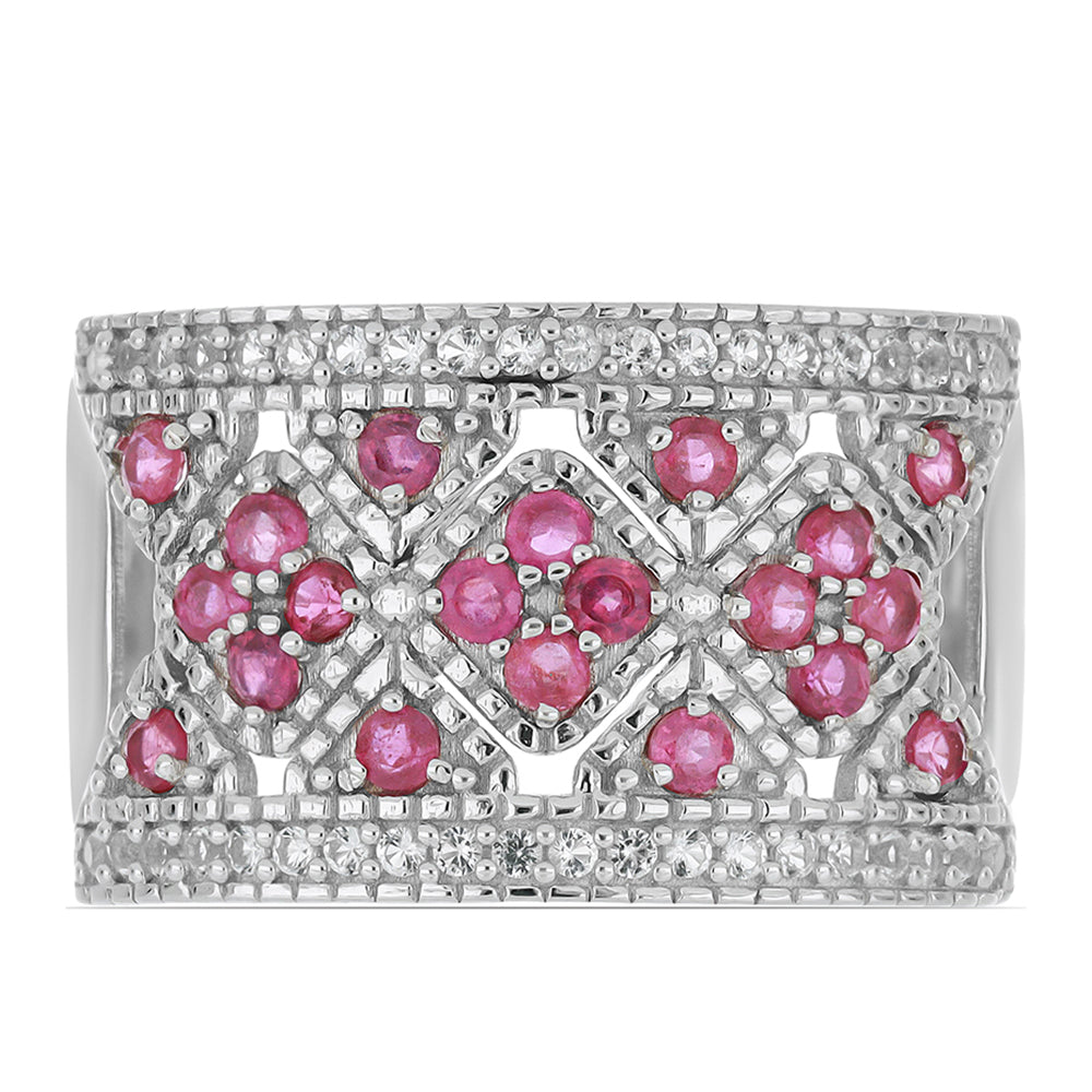 Silberring mit Rubin aus Madagaskar und weißem Topas 1 