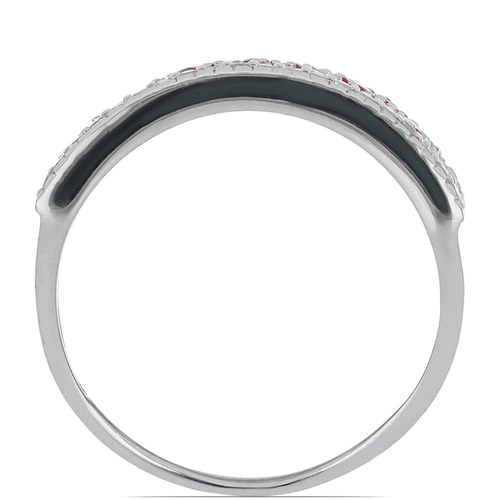 Silberring mit Rubin aus Madagaskar und weißem Topas