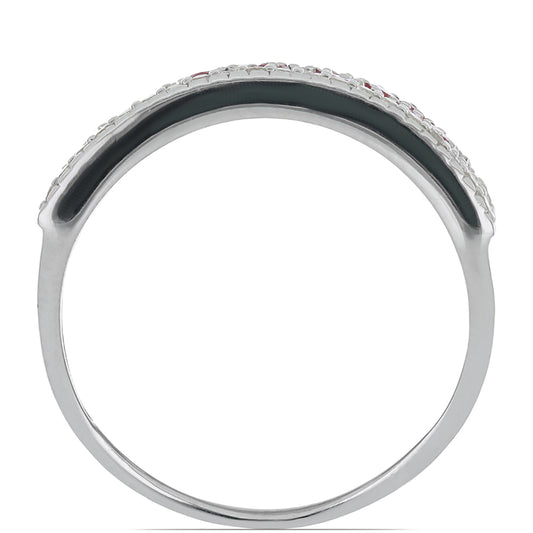 Silberring mit Rubin aus Madagaskar und weißem Topas