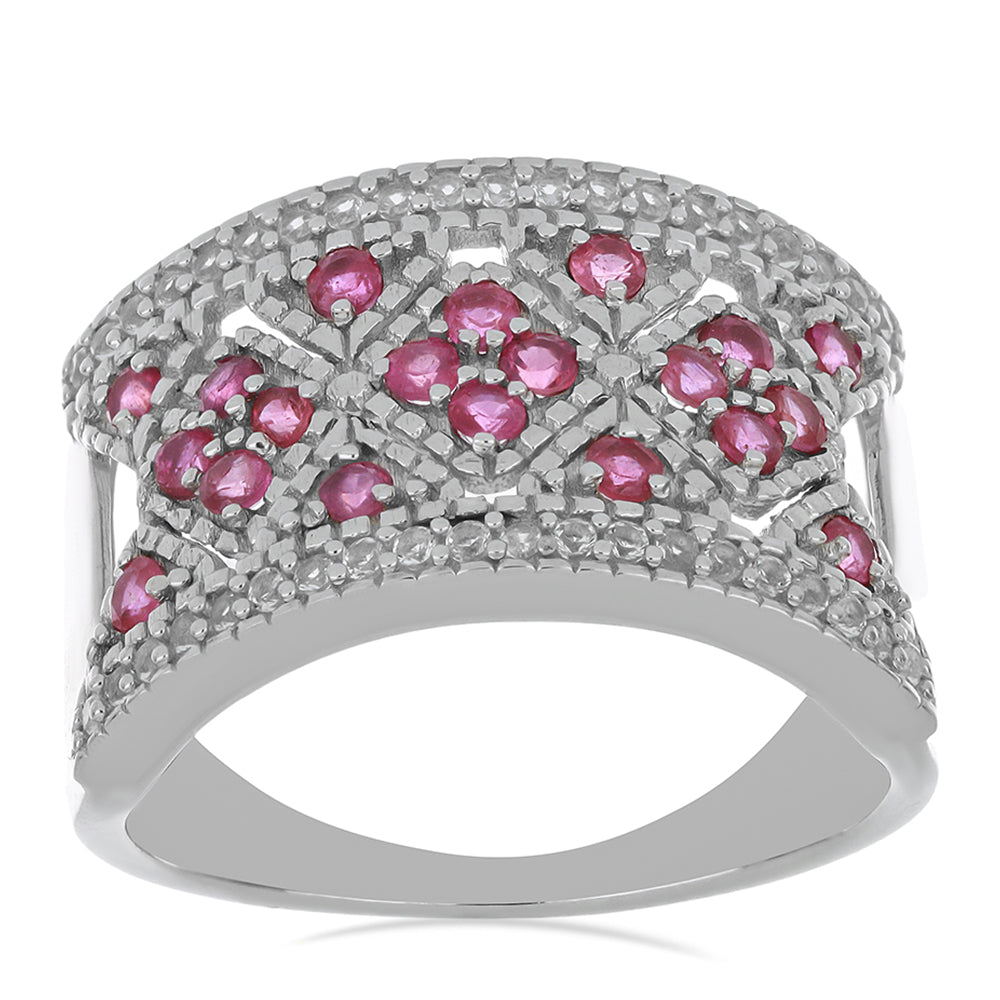 Silberring mit Rubin aus Madagaskar und weißem Topas 3 