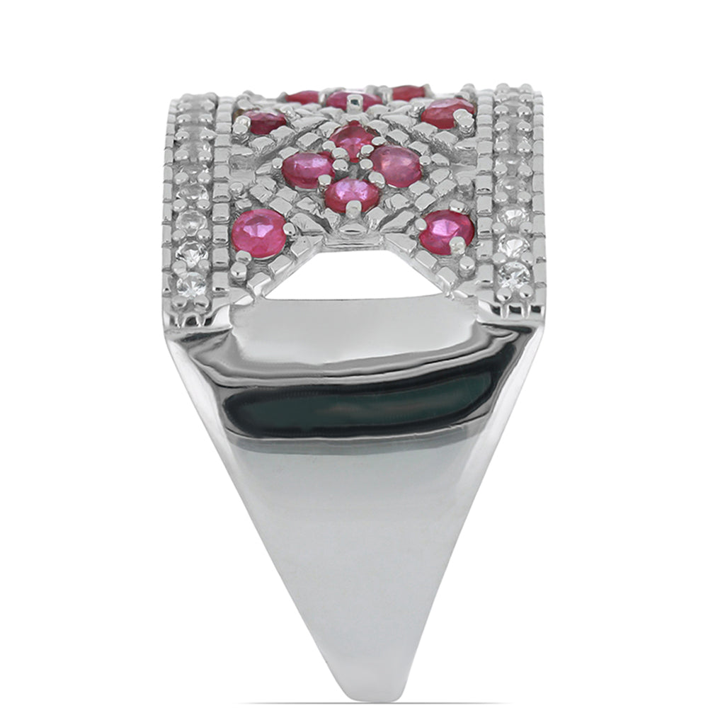 Silberring mit Rubin aus Madagaskar und weißem Topas 4 