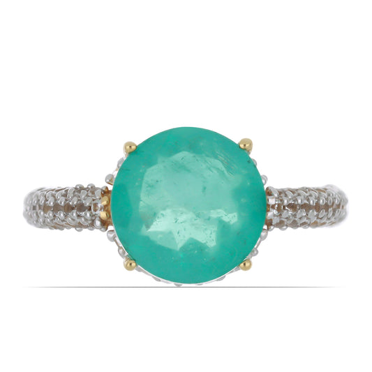 Goldplattierter Silberring mit Paraiba Quarz und weißem Topas