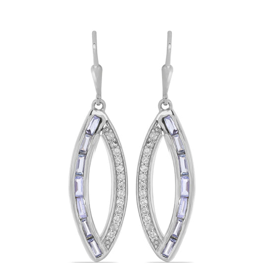 Silberohrringe mit Tansanit und weißem Topas