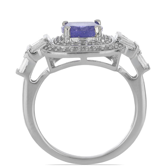 Silberring mit Tansanit und weißem Topas