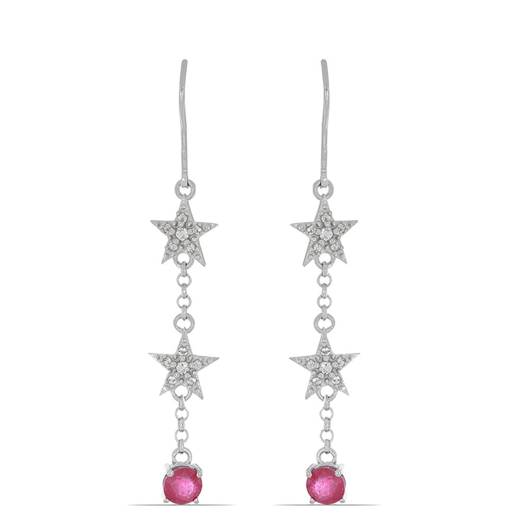 Silberohrringe mit Rubin aus Madagaskar und weißem Topas 1 