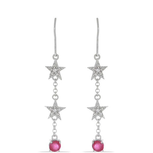 Silberohrringe mit Rubin aus Madagaskar und weißem Topas