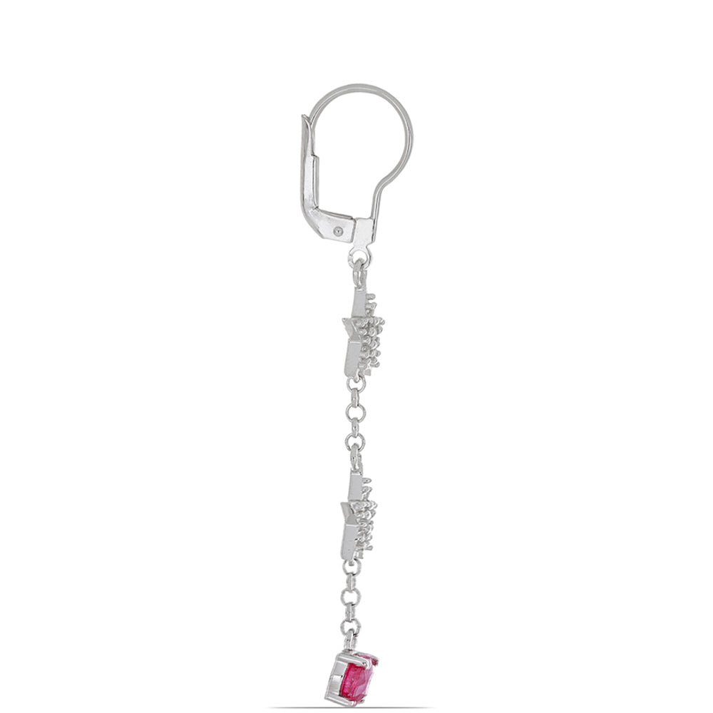 Silberohrringe mit Rubin aus Madagaskar und weißem Topas 2 