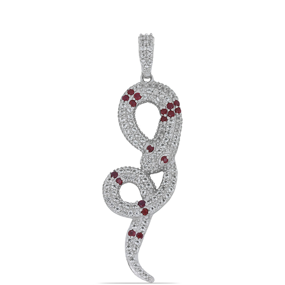 Silberanhänger mit Rubin aus Madagaskar und weißem Topas 1 