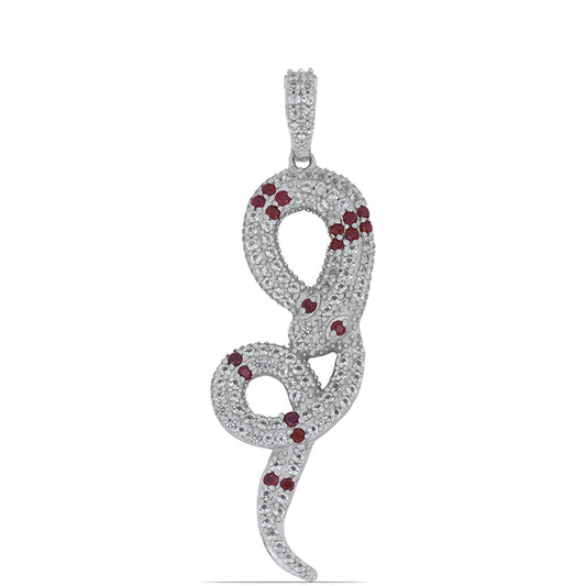 Silberanhänger mit Rubin aus Madagaskar und weißem Topas