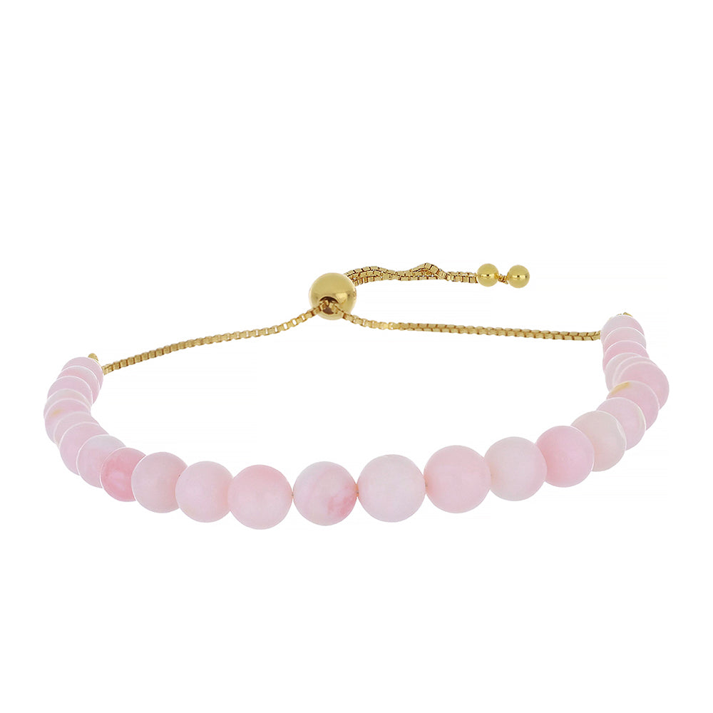 Goldplattiertes Silberarmband mit rosa Opal aus Lega Dembi