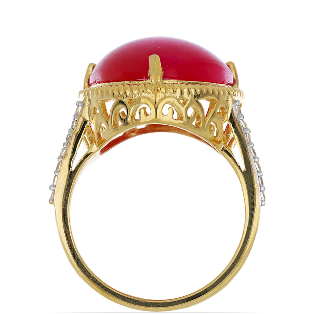 Goldplattierter Silberring mit weißem Topas