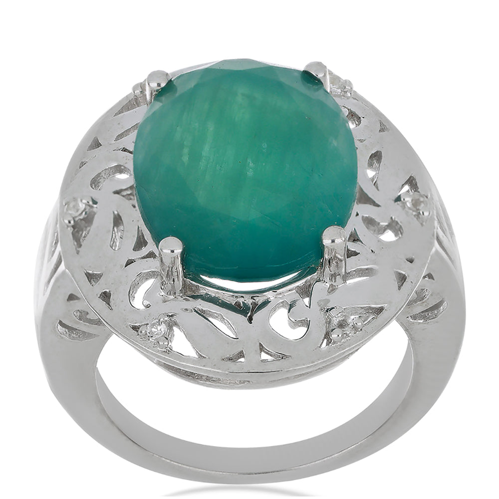 Silberring mit Grandidierit aus Anosy und weißem Topas