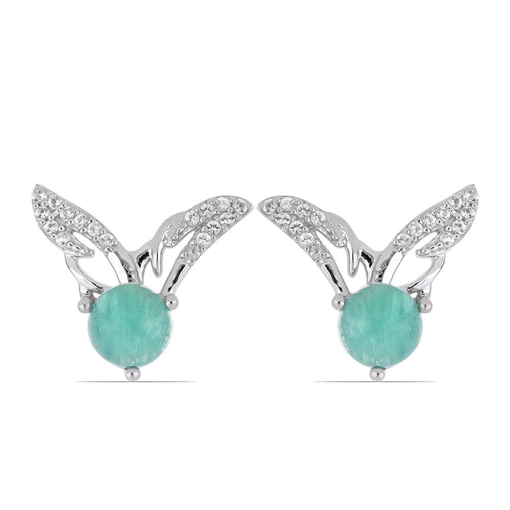 Silberohrringe mit Grandidierit aus Anosy und weißem Topas 1 