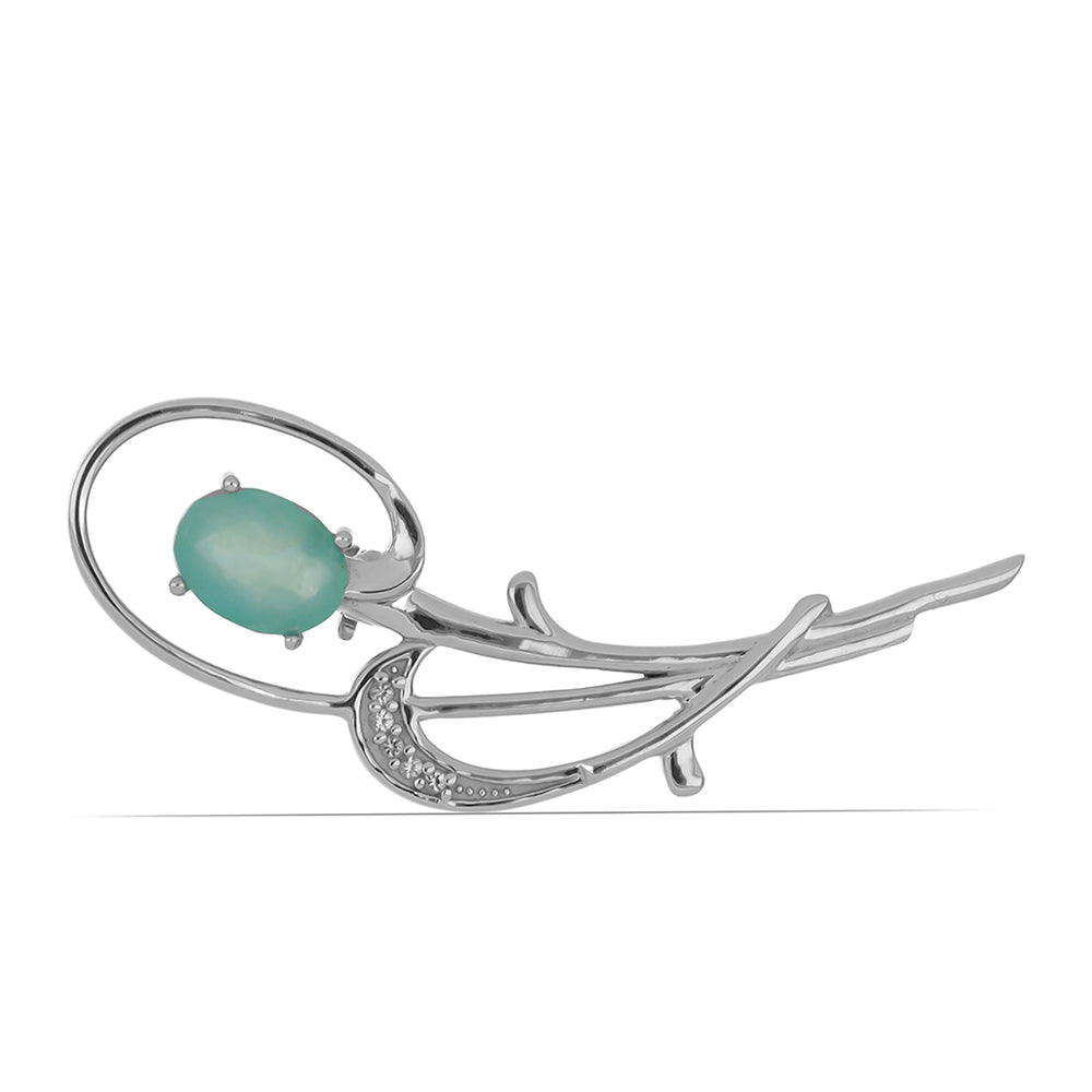 Silberbrosche mit Grandidierit aus Anosy und weißem Topas 1 